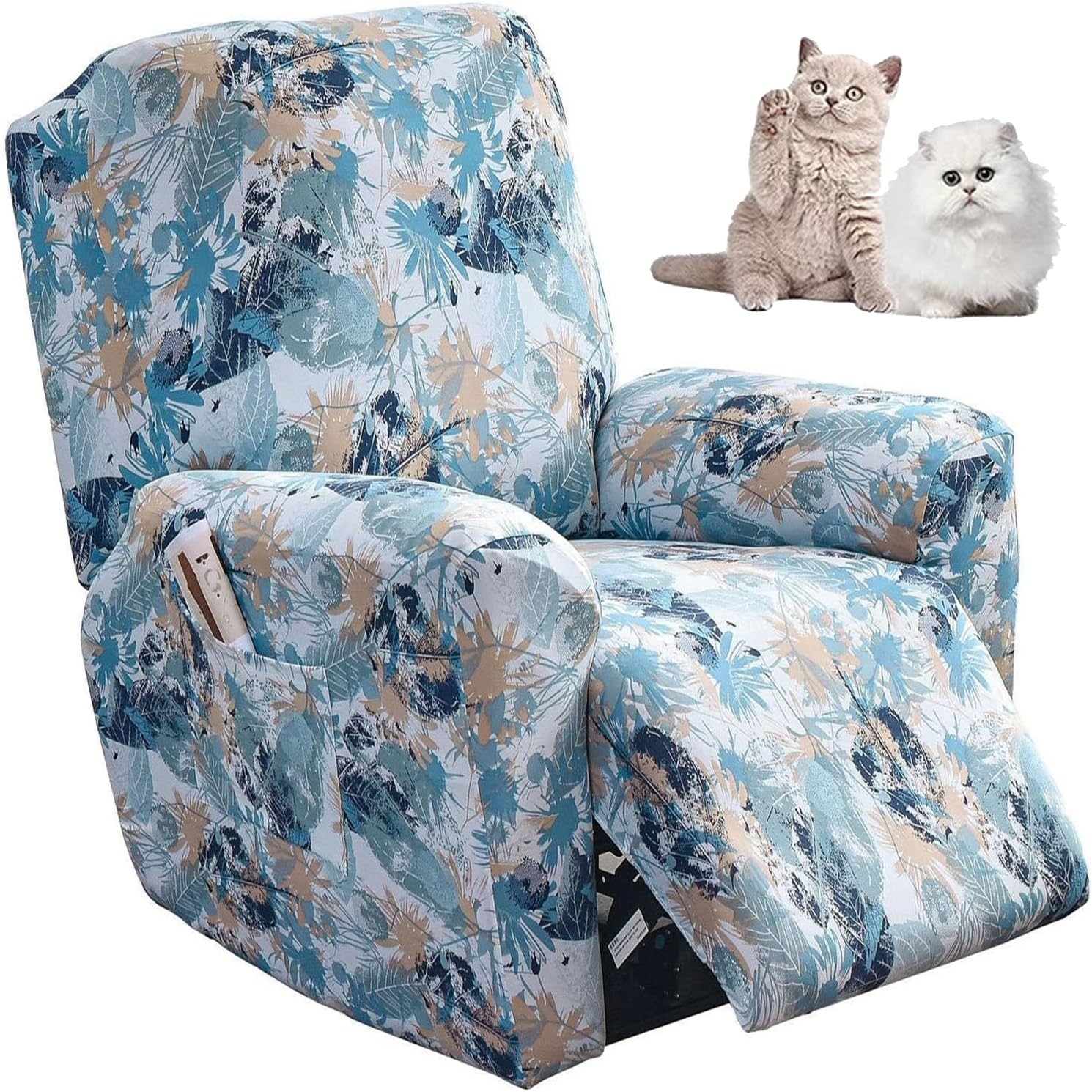 Copripoltrona Reclinabile Universale 1 Posto, Impermeabile E Antiscivolo, Con Tasche Laterali, Beige, Ideale Per Case Con Bambini E Animali