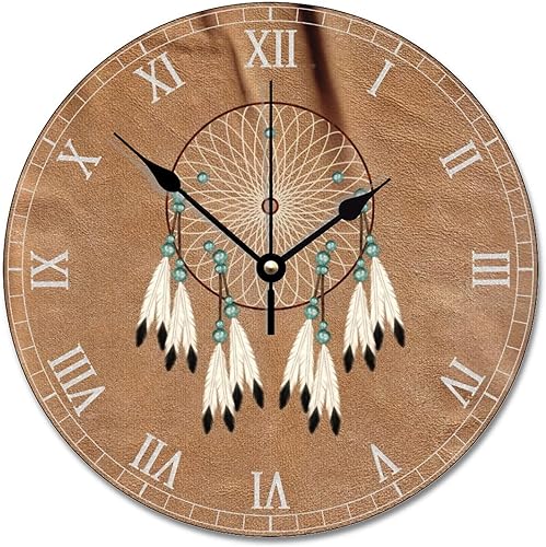 ArogGeld Reloj bohemio de talismán indio nativo americano, atrapasueños de 12 pulgadas, reloj de pared grande con pilas, silencioso y sin tictac,