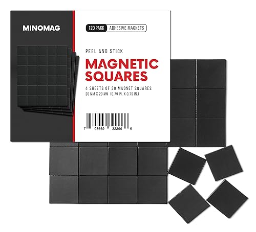 Minomag - Cuadrados magnéticos adhesivos 120 unidades 0787in de ancho