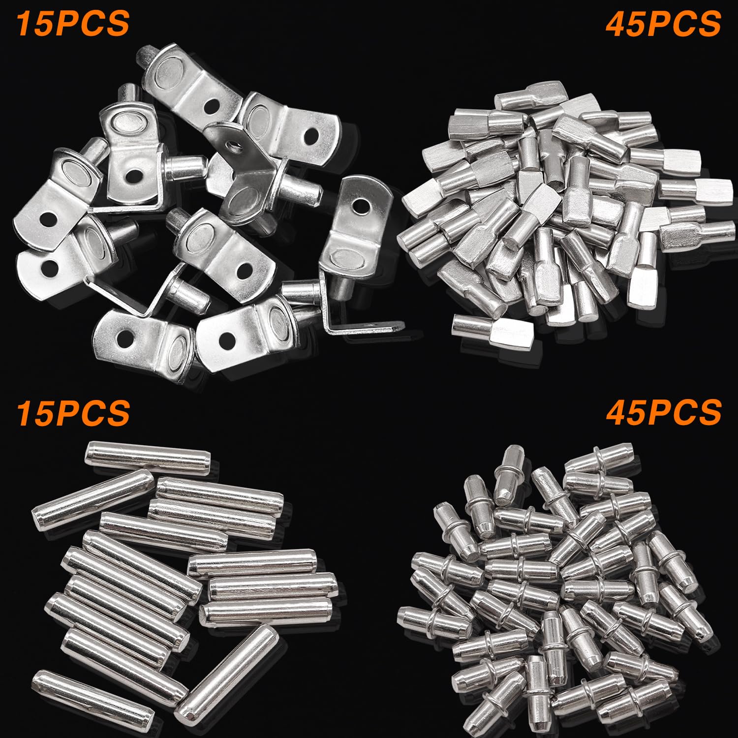 Taiss 120PCS Shelf Pins Kit 4 Styles,Nickel Plated Shelf Support Pegs,Shelf Bracket Pegs,Bookshelf Pegs,Shelf Holders pegs,Kitchen Cabinet Shelf pegs for Shelves Kitchen Furniture and Closet — Amazon image 4