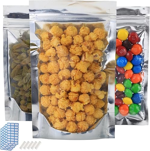 Paquete de 300 bolsas pequeñas de Mylar resellables para almacenamiento de alimentos de 4.7 x 8 pulgadas, bolsas con cierre hermético a granel