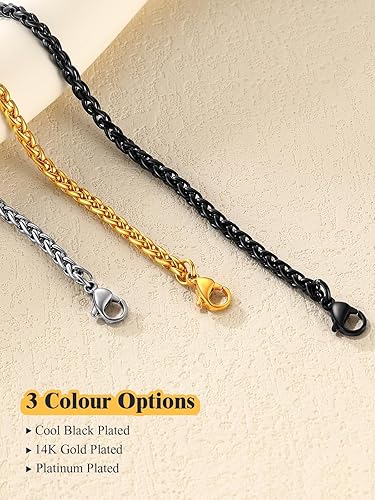 Miniatura 9 de U7 - Tobillera de acero inoxidable para mujer o niña, dorado o dorado rosa 18K con dije diseño de corazóninfinitofigaro, cadena de eslabones de 25 a