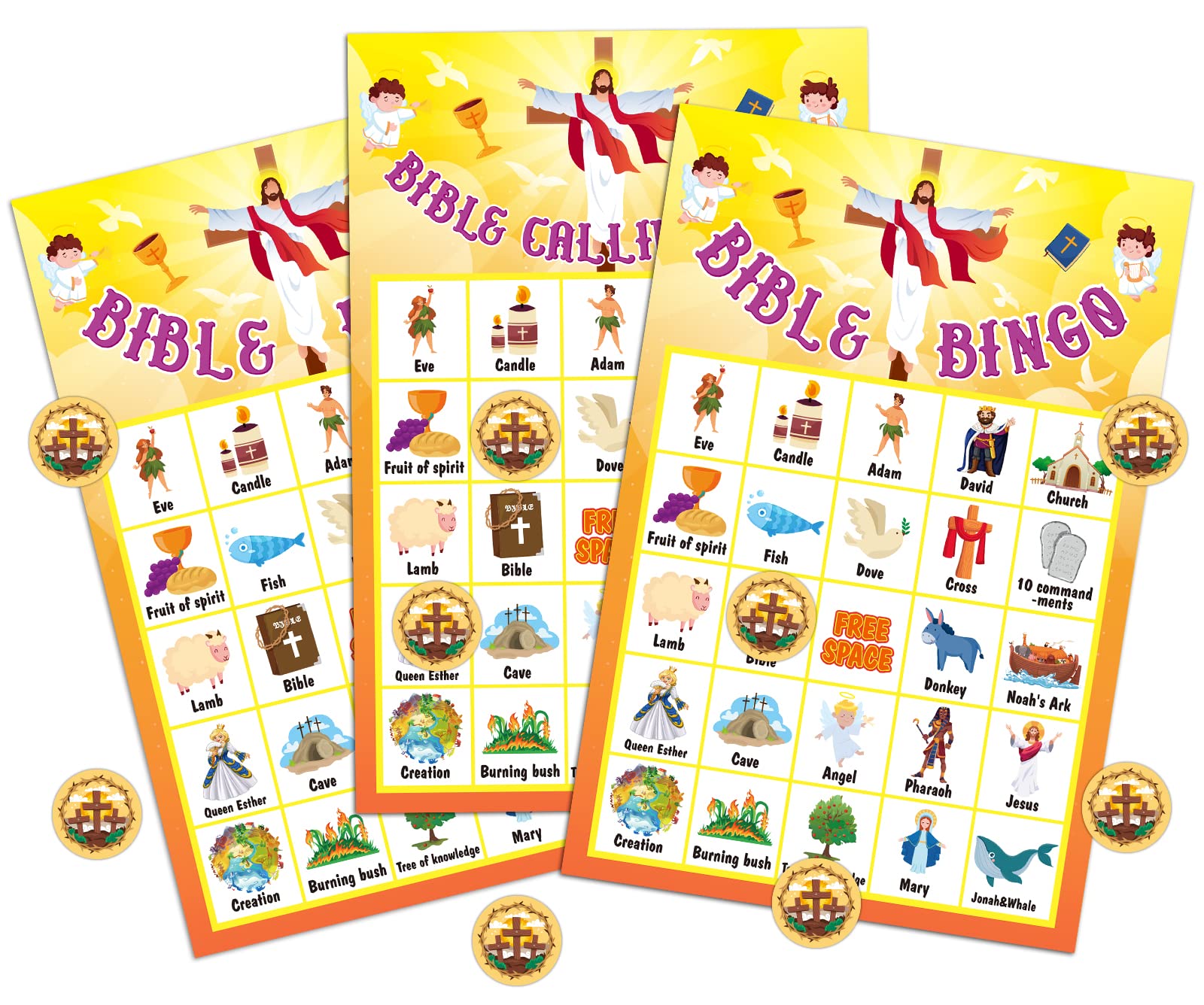 SICOHOME Bible Bingo Game for Kids Adults 26 Players Christian Nativity Bingo Cards Bible Activities Games for Vacation Bible School Sunday Church Open Day Holiday Party Supplies Easter Bingo Game