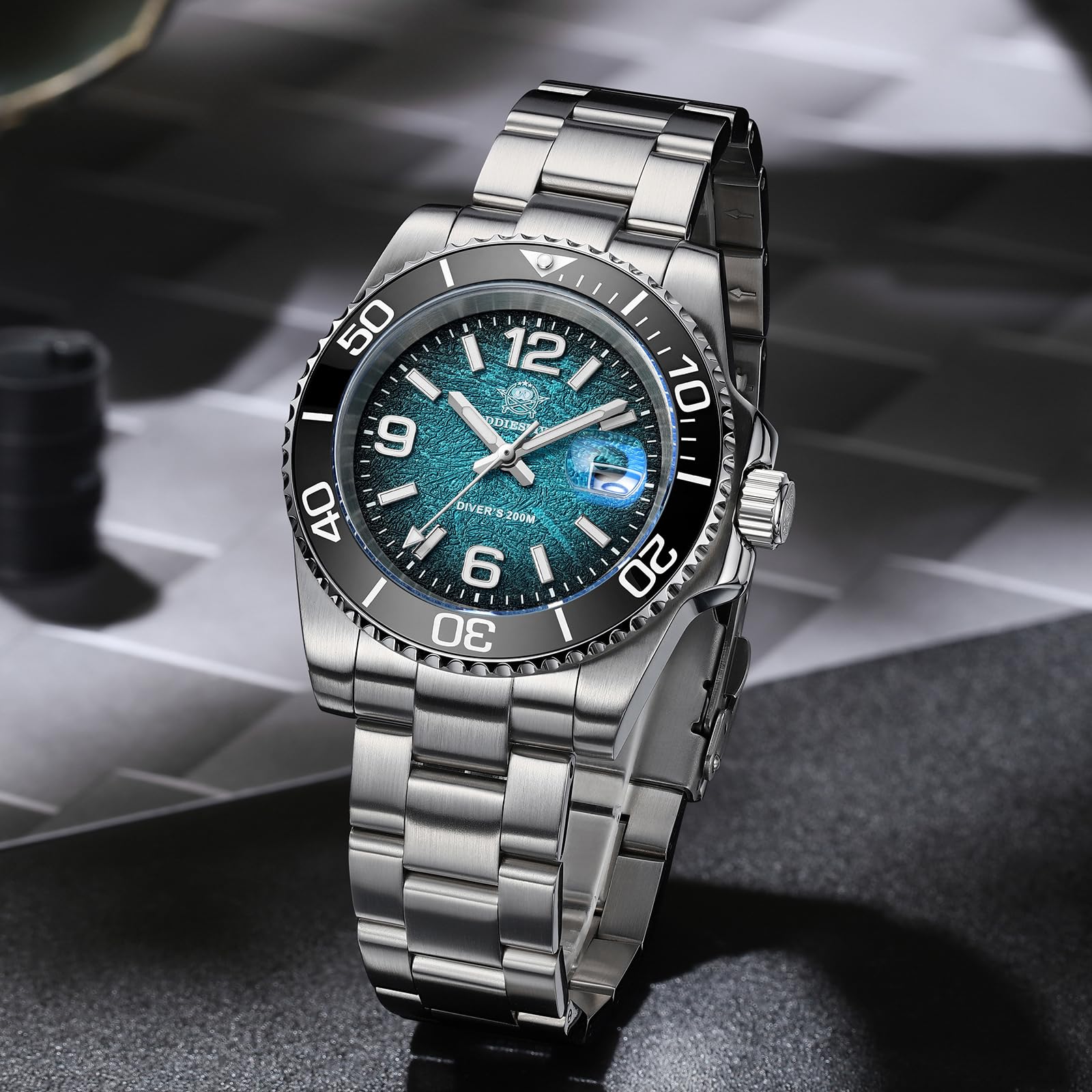 ADDIESDIVE 41mm Herren Taucheruhr Quarzwerk 200m wasserdicht BGW9 SuperLuminova Edelstahllünette Analoge Uhr AD2513