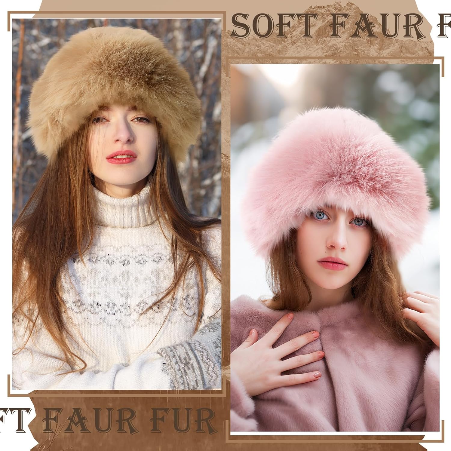 Patelai Women's Winter Faux Fur Bucket Hat Fisherman Fuzzy Bucket Hat Mongolian Fisherman Cap Beanie for Outdoor - Image 3