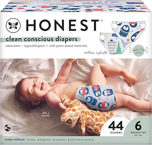 The Honest Company Pañales Clean Conscious A base de plantas, sostenibles Impresiones de edición limitada de invierno '23 Club Box, talla 6 (35+