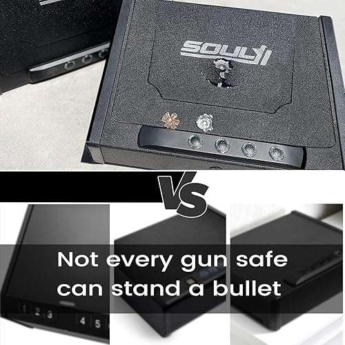 Miniatura 4 de SOULYI Caja fuerte digital para pistola para 3 pistolas, certificado DOJ con 3 cajas de seguridad para pistola de acceso rápido, teclado negro