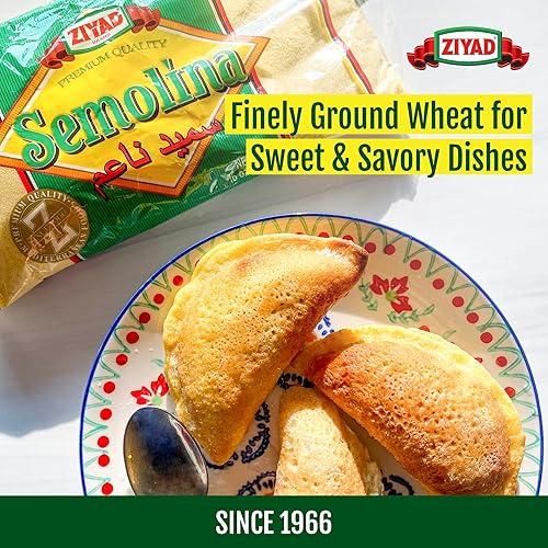 Miniatura 9 de Ziyad Trigo de Sémola, Smeed, Harina de Sémola, Perfecto para Guisos, Sopas, Salsas, Hornear Panes, Galletas, Masa de Pizza con Bajo Contenido de