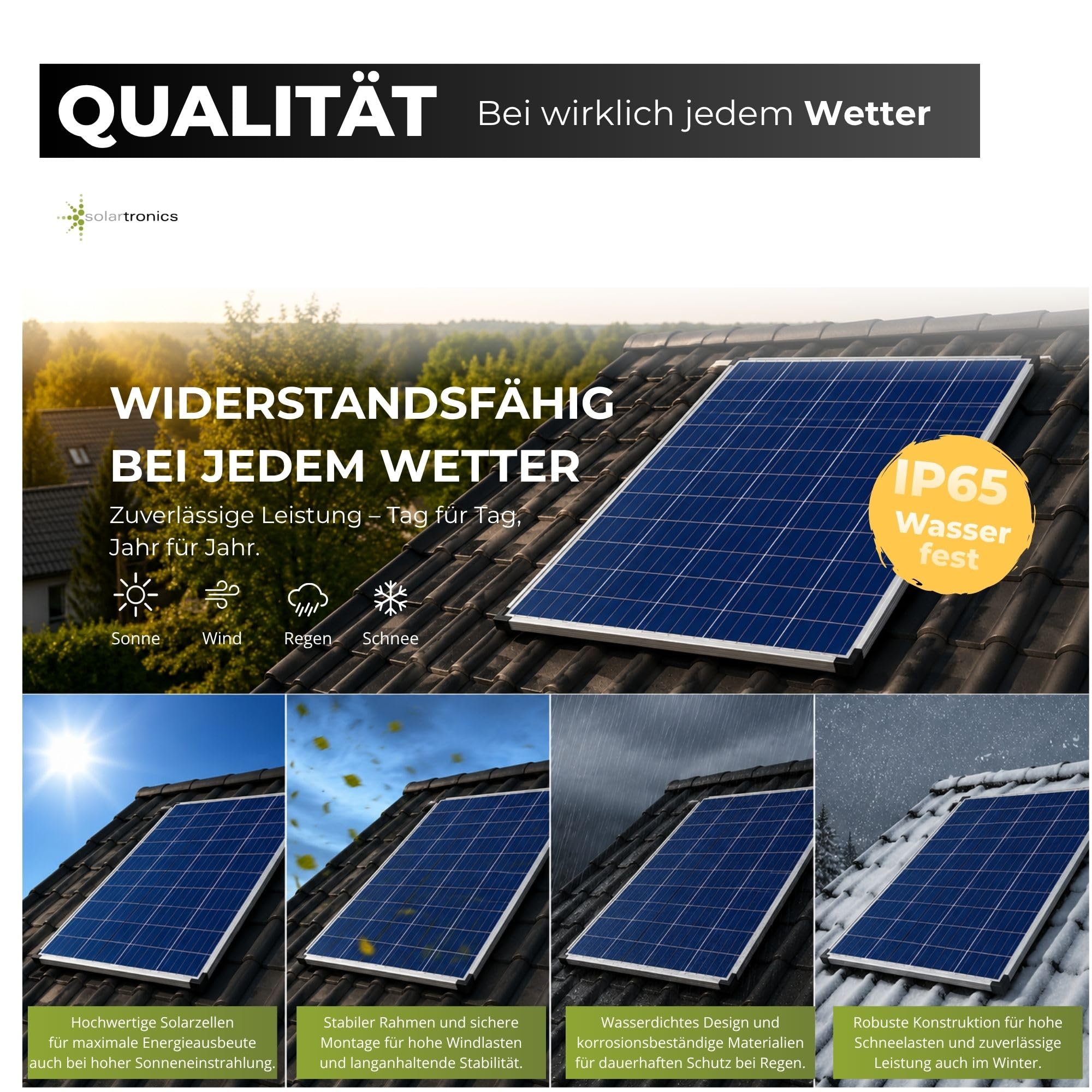 SOLARTRONICS Pannello solare policristallino da 200 W, 36 V, 5BB, 1320 x 996 x 35 mm, 13,8 kg