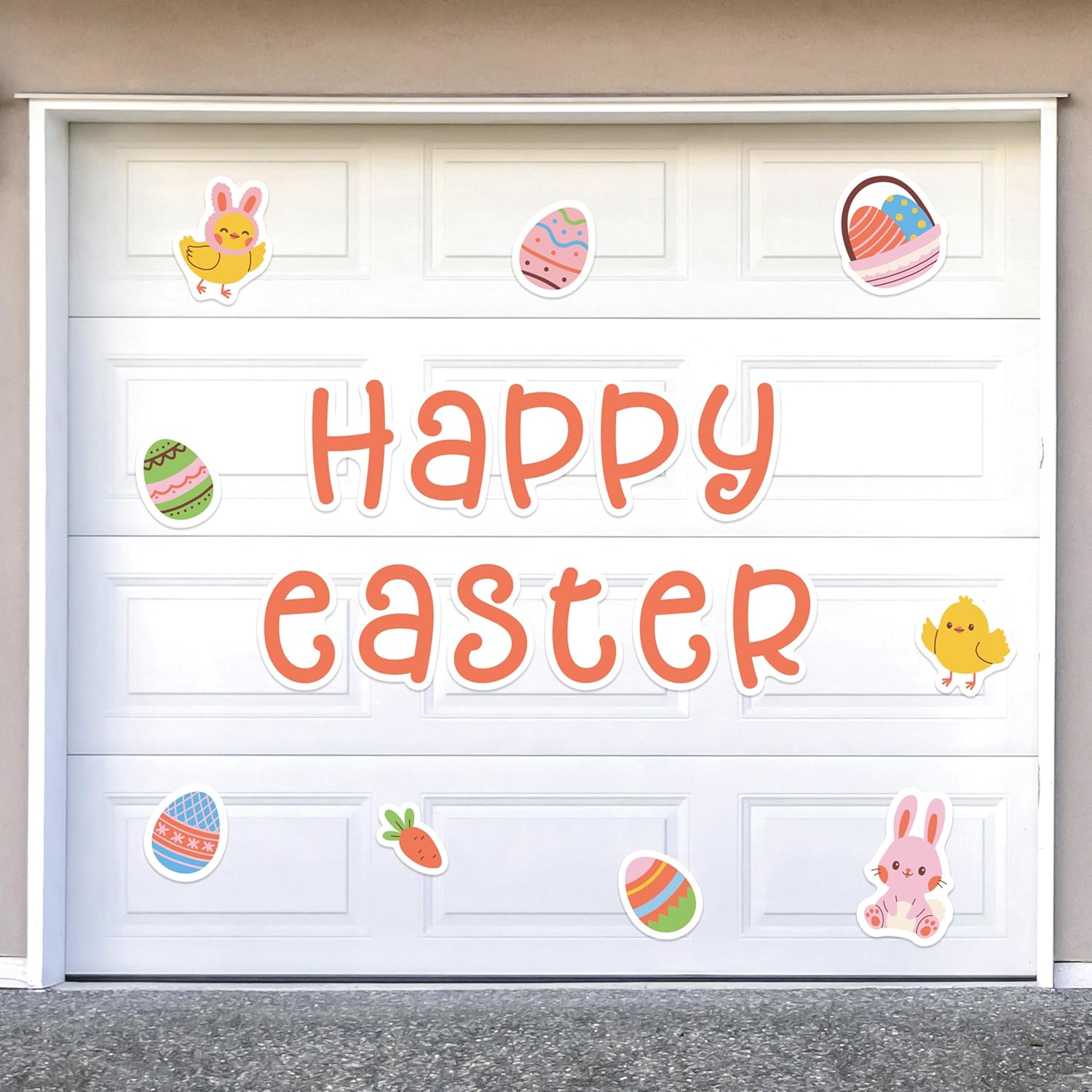 Festive Wall Decor, Easter Banner for Indoor & Outdoor Use, Magnetic Garage Door Cover in Pink. (Pink, White)