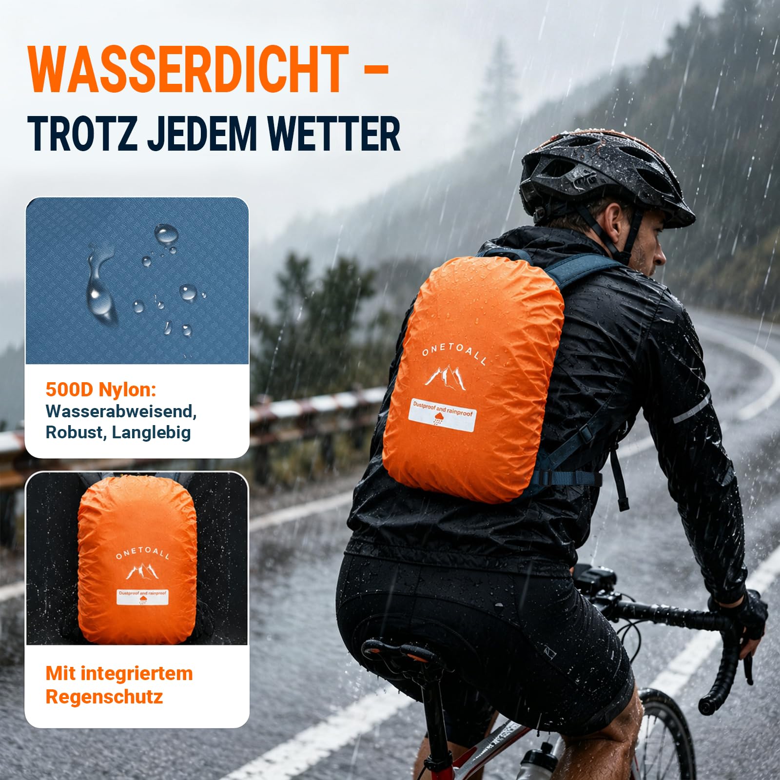 Wanderrucksack Damen & Herren 20L, Leichter Tagesrucksack Klein, Rucksack Wasserdicht mit Regenhülle für Tageswanderungen, Kurze Touren, Radfahren, Pendeln, Nur 510g