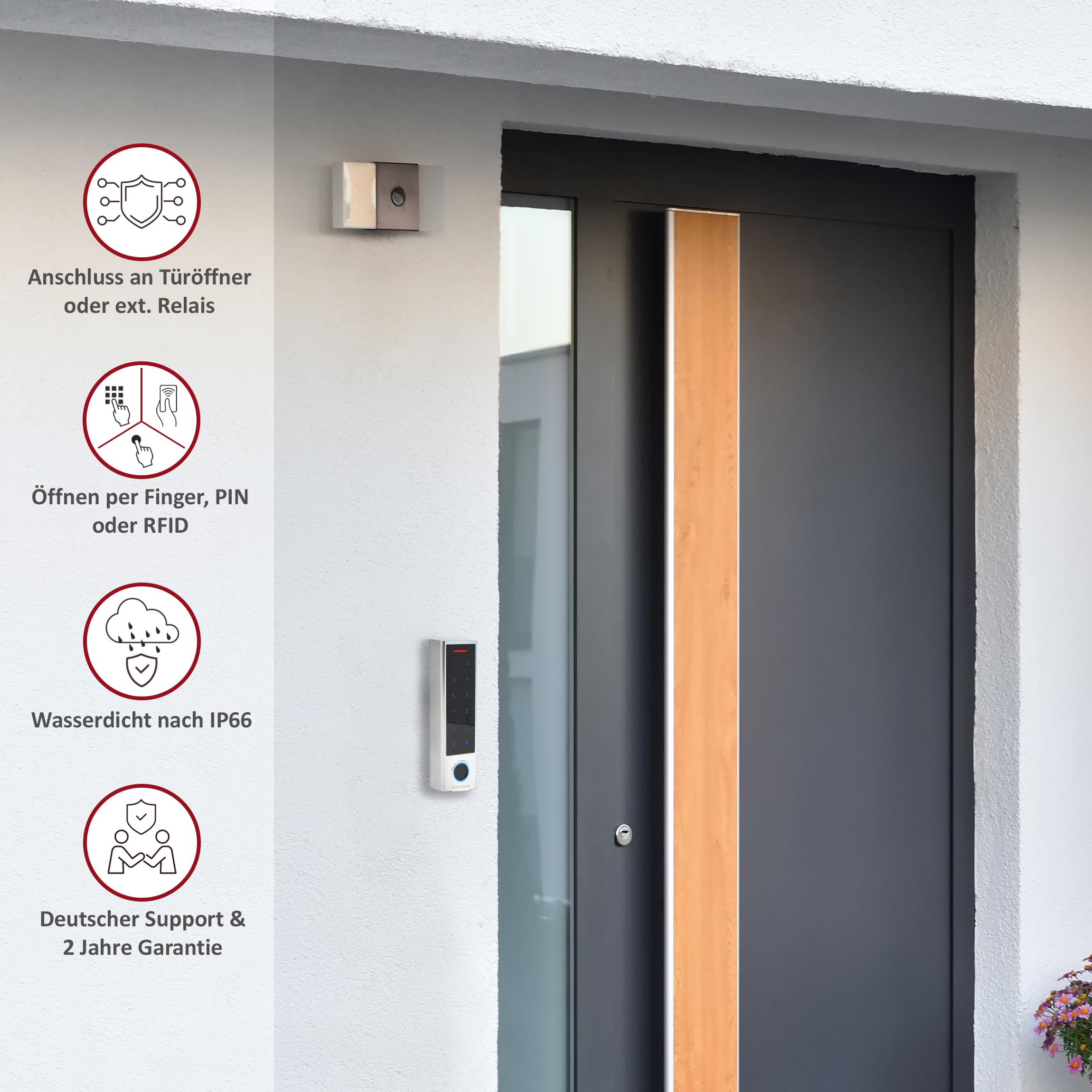 COW1 RFID-, Finger- & PIN Codeschloss (1 Relais + Wiegand) (Codeschloss)