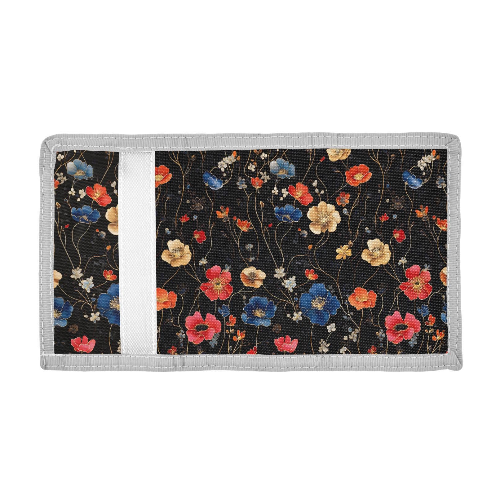 FOLIOSA Beautiful Floral Pattern Kids Wallet for Boys Girls Youth, Compact Fabric 4.9×2.9 in