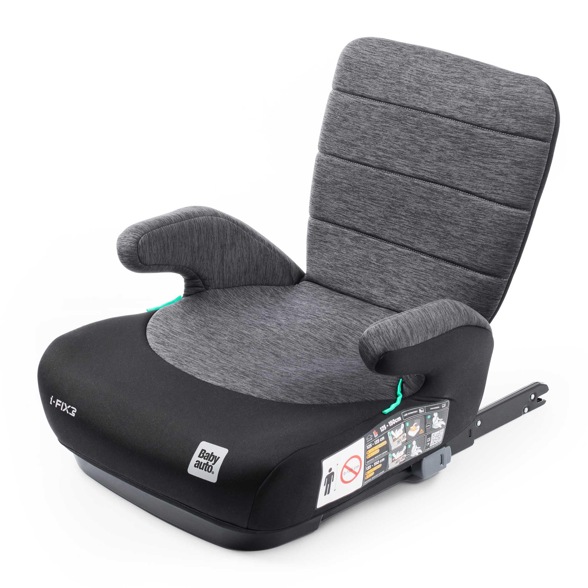 BABYAUTO – Alzador con Respaldo Desmontable DOKA i-Fix ISOFIX (125-150 cm, 6-12 Años) – Grupo 2/3 – Confortable y Seguro – Homologado ECE R129 – Color: Black Flame