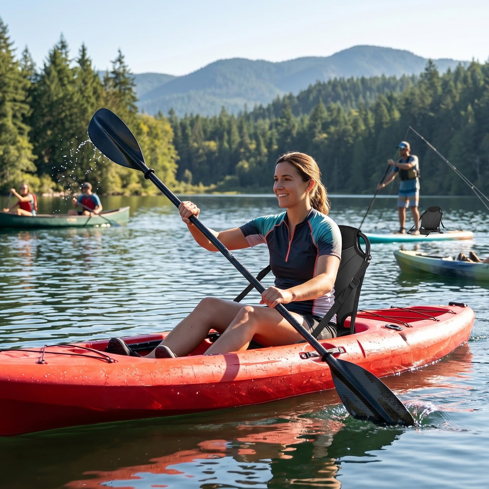 banapoy Aluminiowa Rama Siedzisko Kajakowe, Składane Siedzisko Kajakowe z Regulowanym Paskiem, Paddleboardu ze Składanym Oparciem, do Kajakarstwa, Kajakarstwa, Wioślarstwa