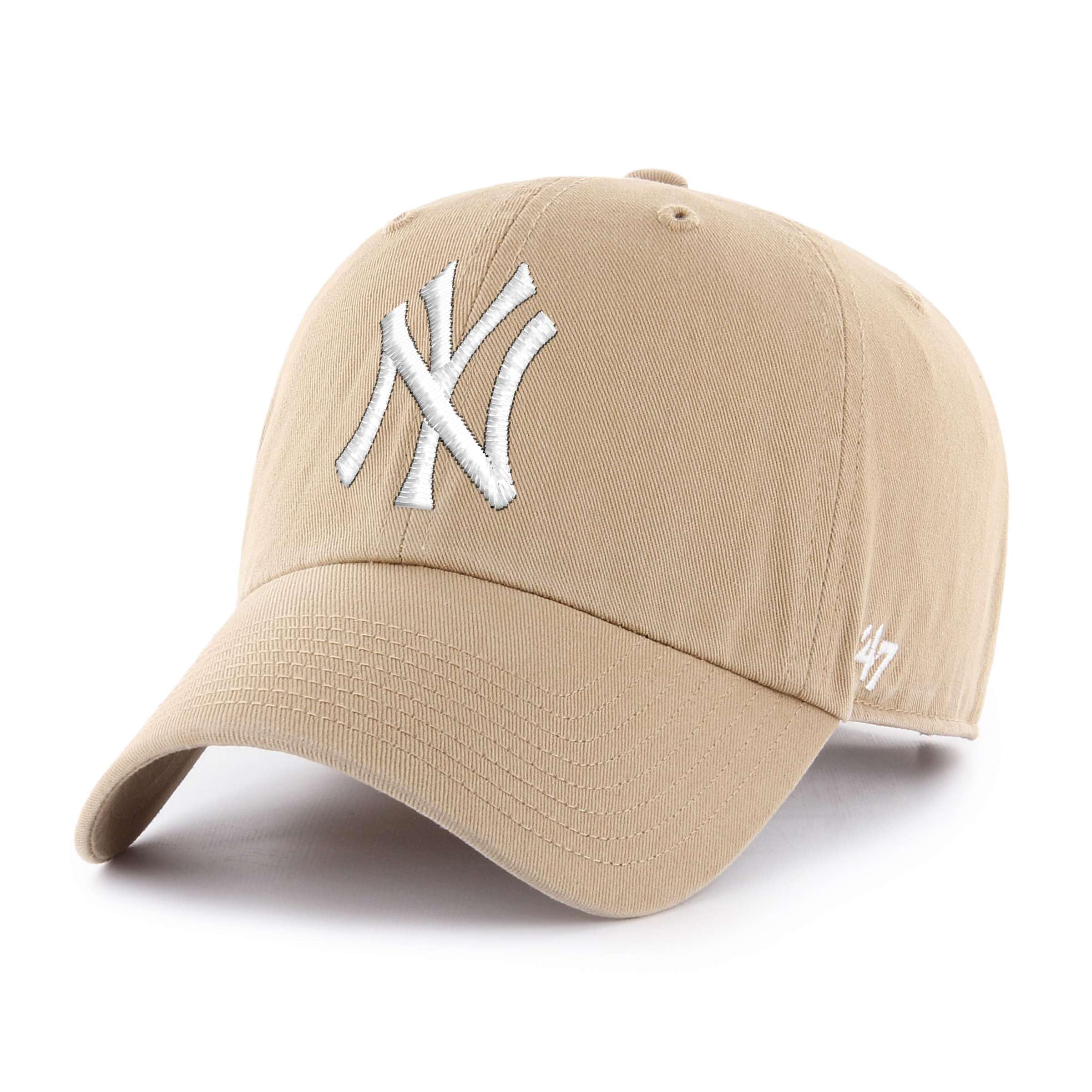 47Brand Unisex Vert New York Yankees Baseball Cap Mlb Clean Up No Loop Label