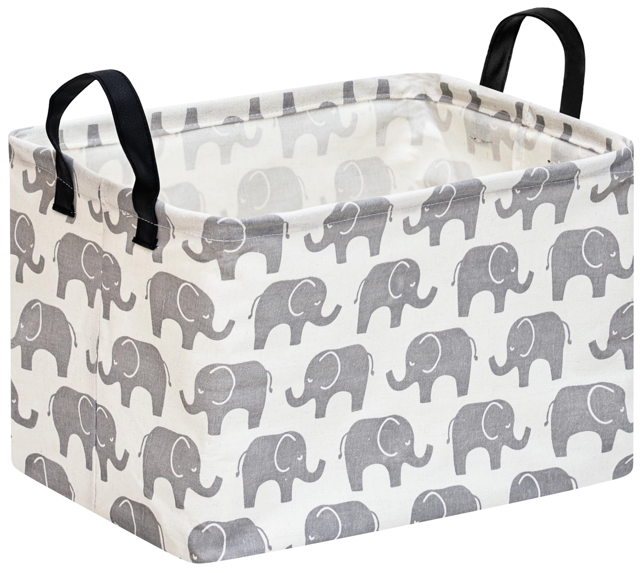 HUAYEE Baby Storage Basket Nursery Box Laundry Hamper Organization Bins for Toys and Clothes with Handles (Elephant)