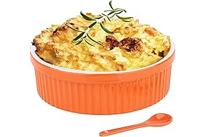 Orange Ceramic Oven-Safe Souffle Dishes for Baking