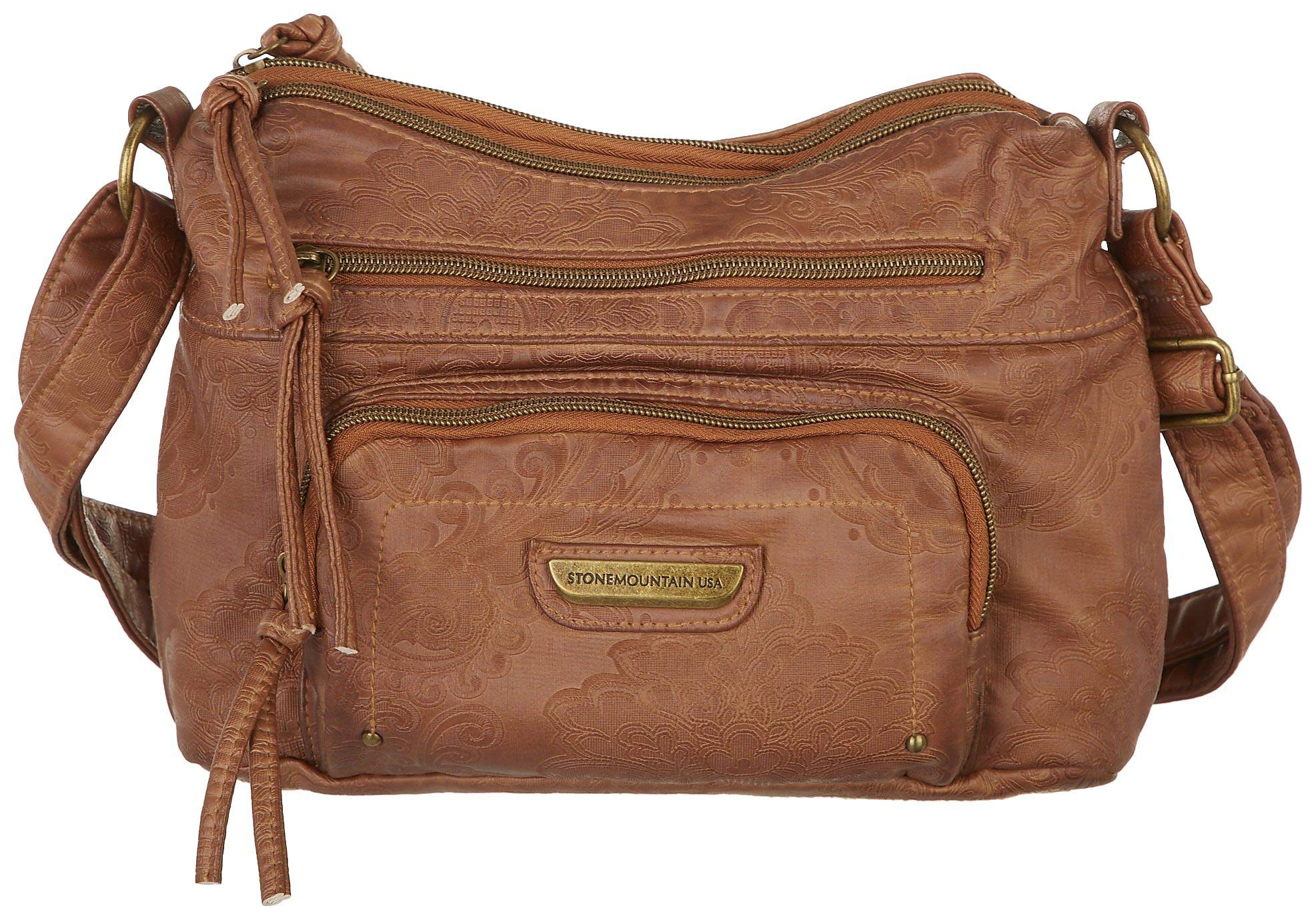 Stone Mountain Smokey Irene Embossed Hobo Crossbody Bag One Size Brown