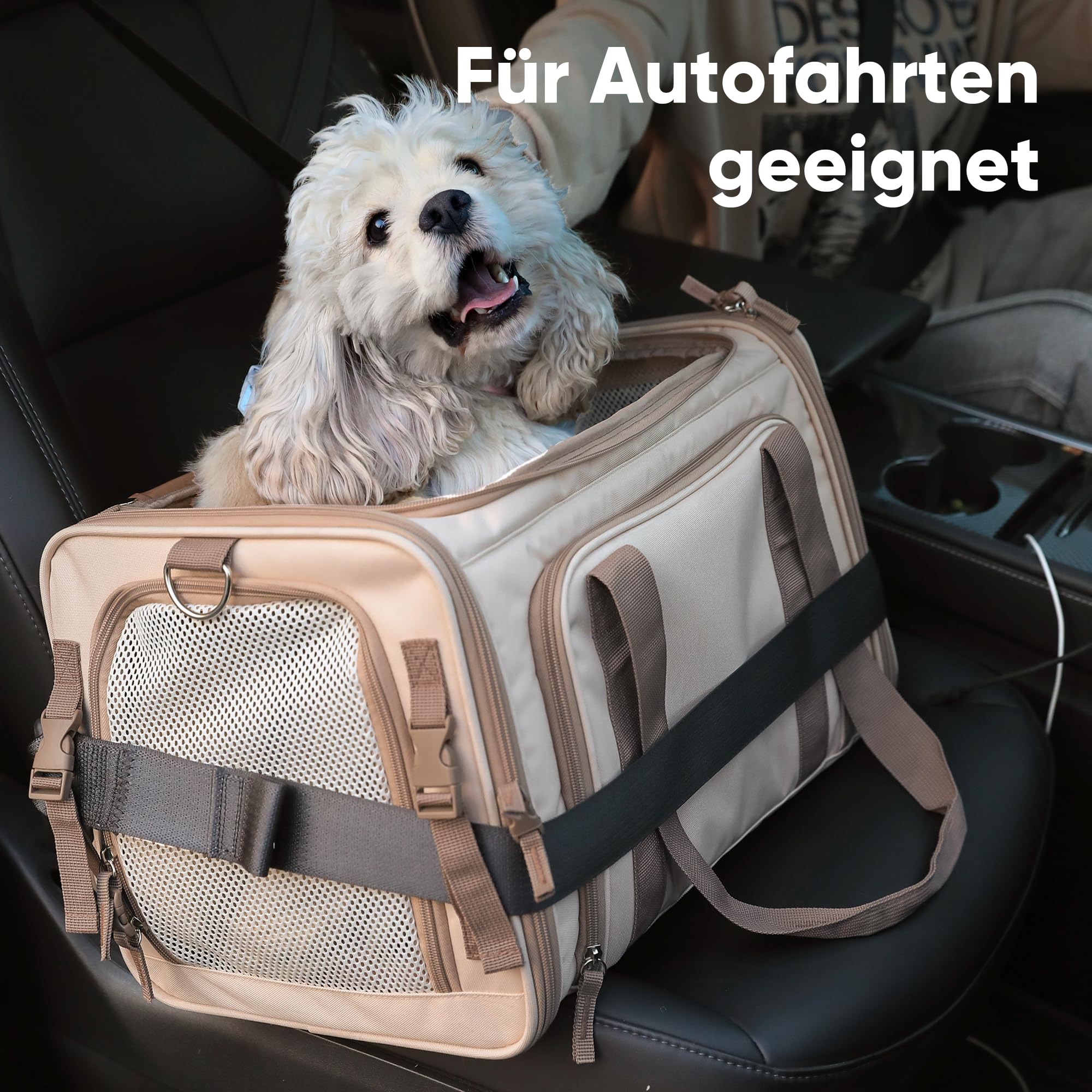 FUKUMARU Erweiterbar Katzenrucksack Hunderucksack für Katzen Hunde bis 9kg, weiche und belüftete Katzentransportbox, strapazierfähige Transportbox mit kratzfestem Netz, Rosa, 46 x 30 x 28 cm