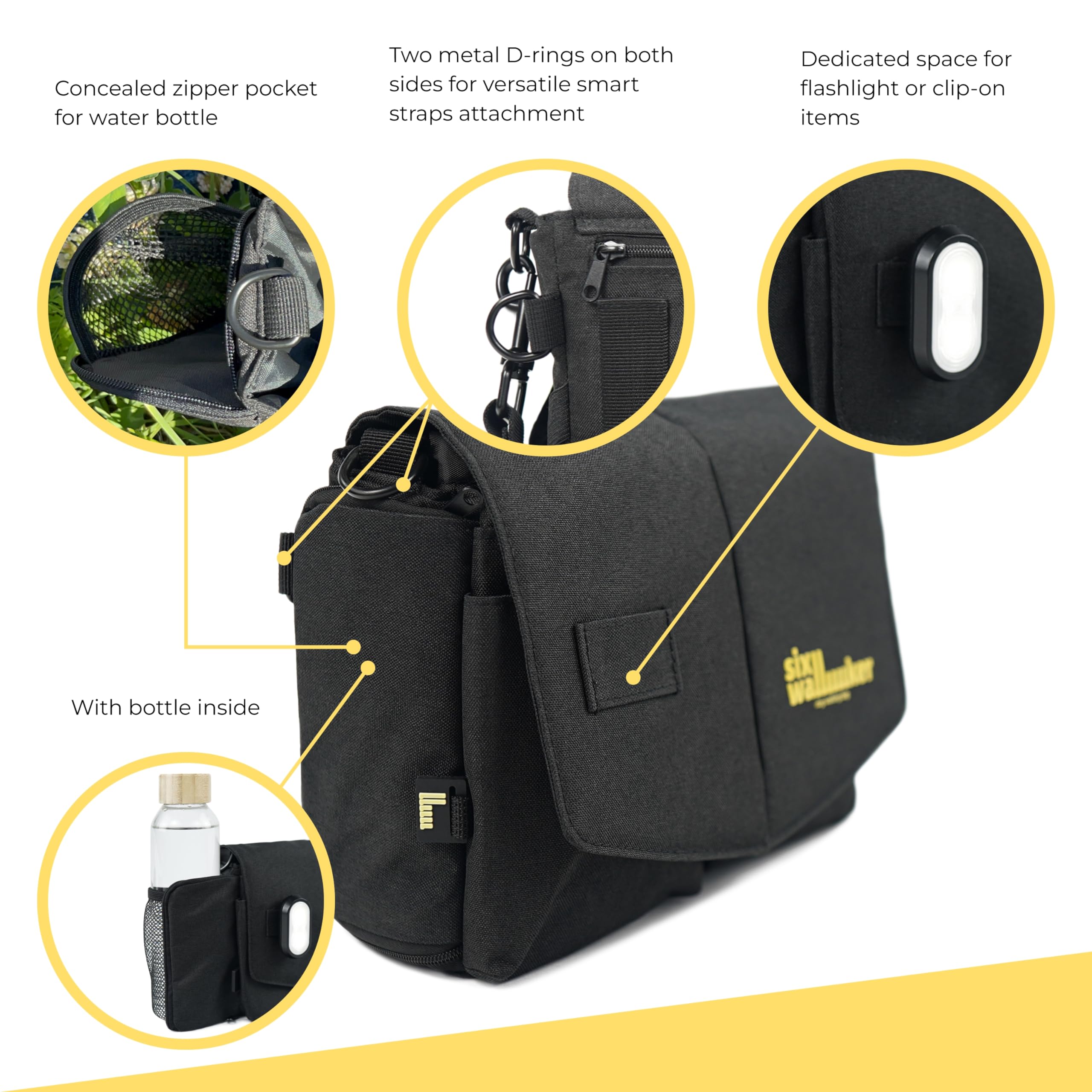 Arrivly SixWalker Leckerlibeutel für Hunde mit Magnetverschluss, Praktischer Futterbeutel Hundetraining, Multifunktionaler Leckerlitasche für Hunde mit Herausnehmbaren Innentasche (Schwarz)