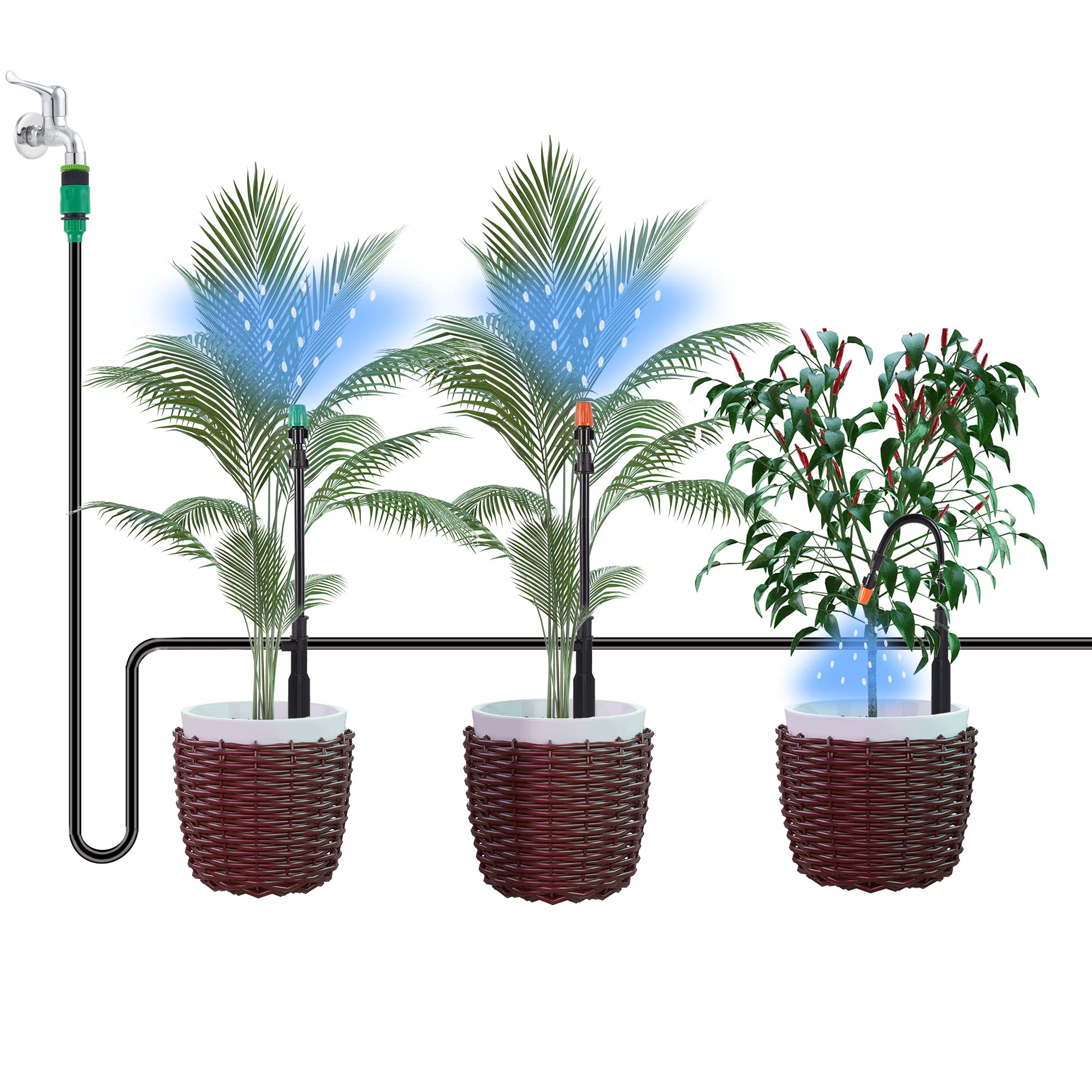 10/15/20m Zerstäubungsbewässerungsset Einstellbarer Sprühwinkel Gartenbewässerung Wasserkühlsystem Bewässerungsdüse(9557)