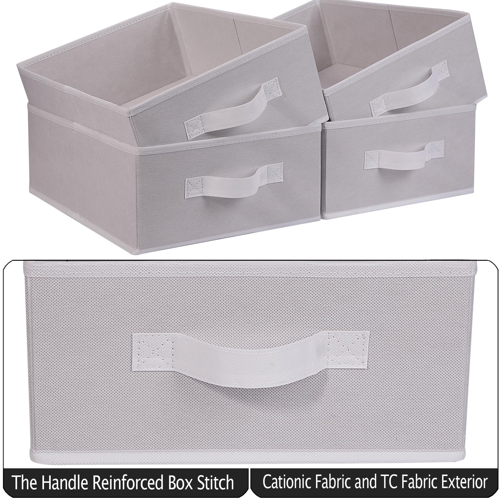 AYVANBER Foldable Storage Boxes Large Closet Organizers and Cube Storage Bins with Handle Clothes Drawer Organizer Bedroom Organization Set for Bedding Clothes Toys Socks and More (White) - Image 4