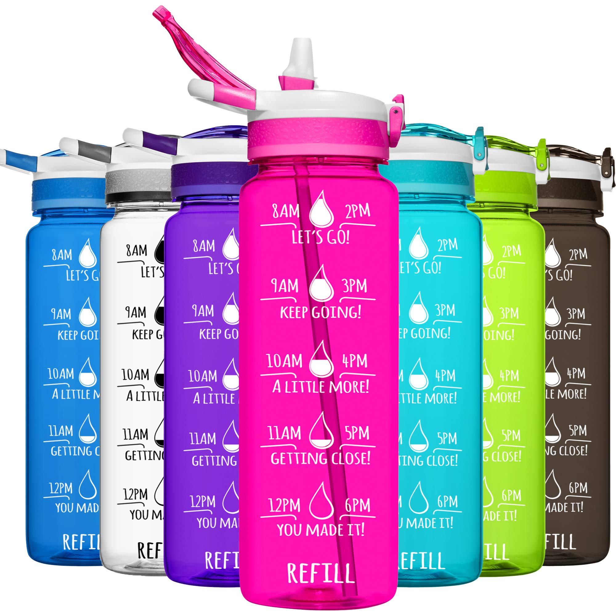 Hydromate 32 Oz Water Bottle With Time Markers Bpa Free