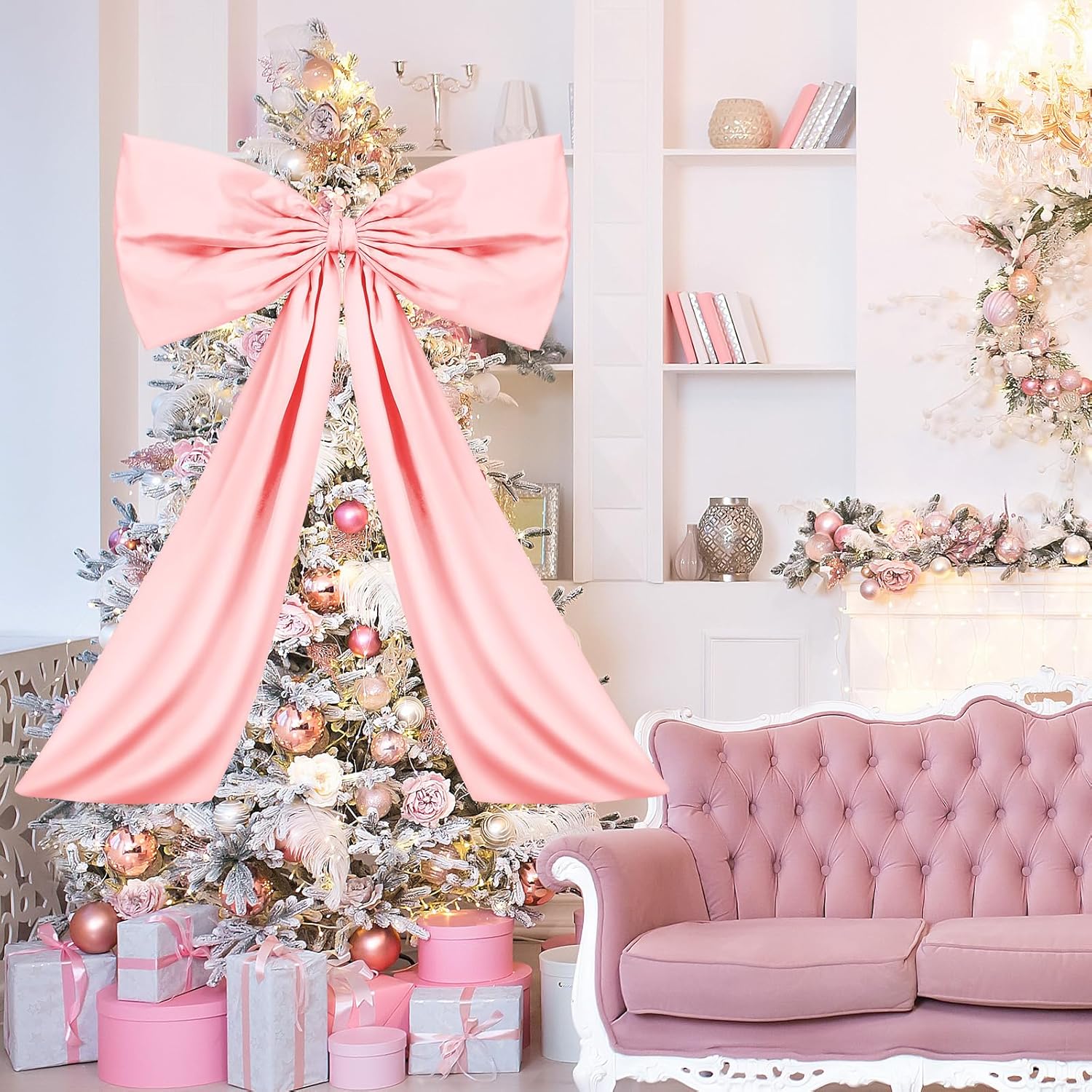 Pink Large Bow Decor Big Bow Coquette Birthday Decoration for Room Giant Satin Ribbon Tie for Party Backdrop Wedding Bridal Shower Valentine's Day Wall Hanging Decor (24 x 36 Inches) - Image 6