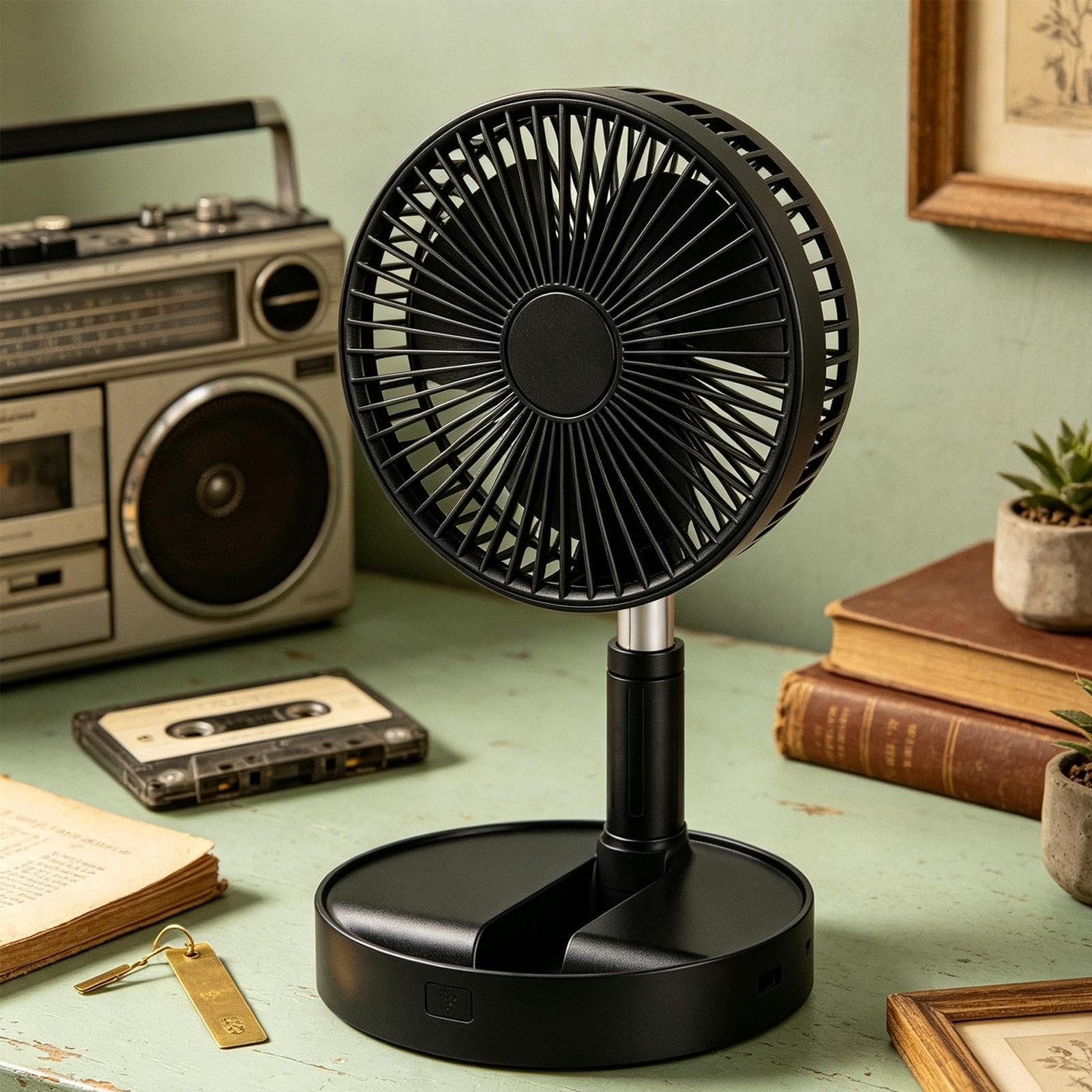 Ventilatore Portatile Da Terra Inclinazione a 185 gradi e flusso d'aria | Ventilatore Portatile Pieghevole Silenzioso Per Camera per campeggio viaggio tenda cucina ufficio casa esterno