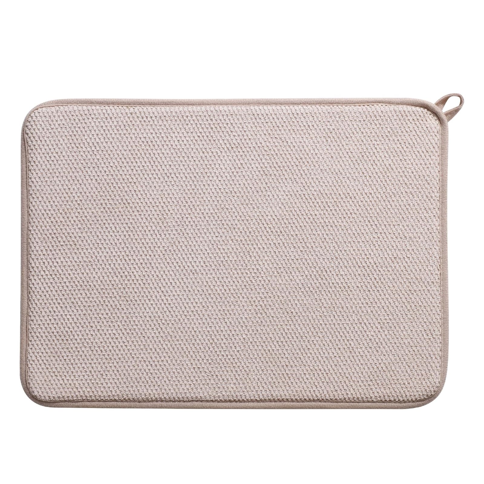 Beige Dish Drying Mat 38x50cm, Absorbent Draining Mat for Kitchen Counter – Reusable Dish Drainer Mat, Quick-Drying Draining Board Mat for Dishes & Utensils