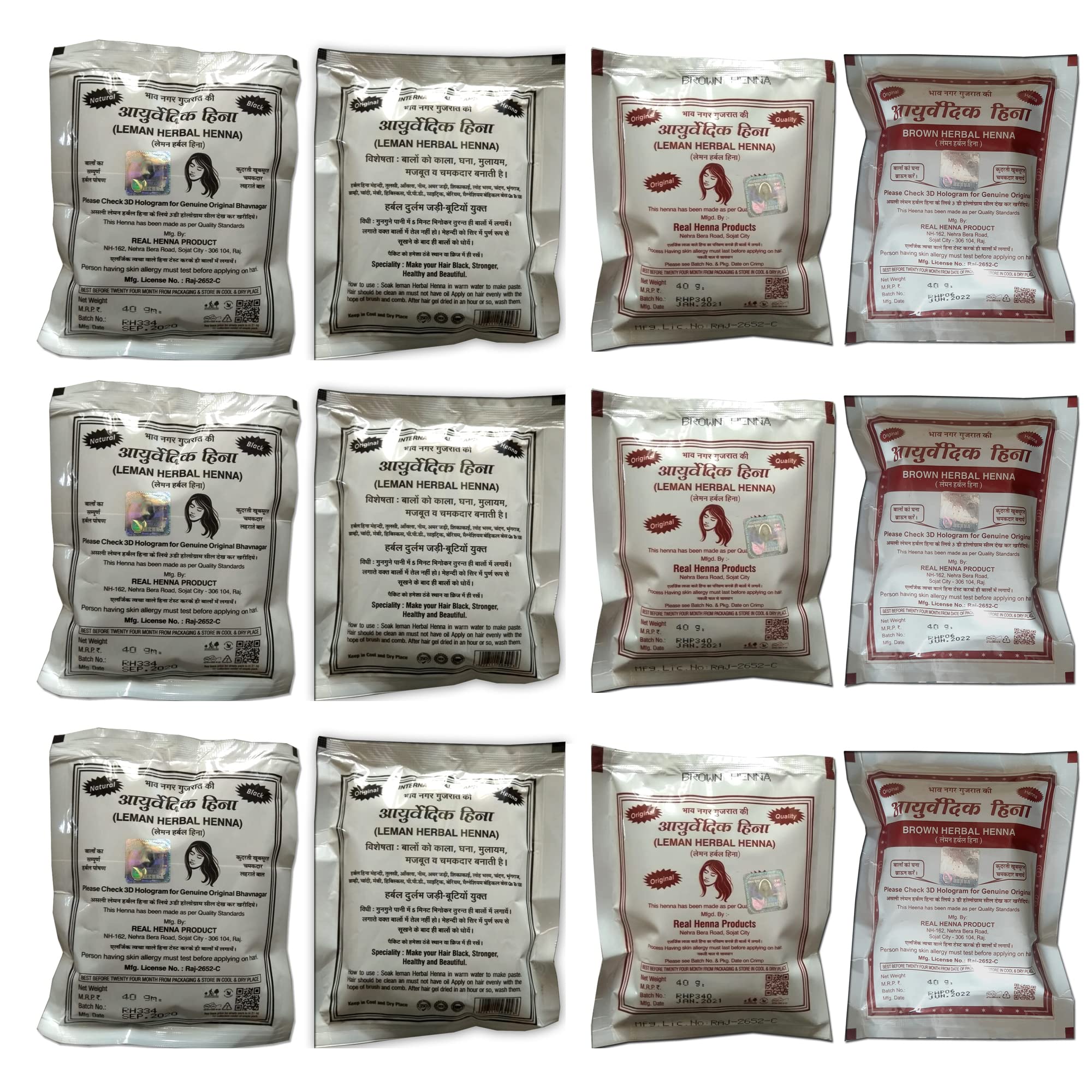 Original ayurvedic henna herbal mehndi BHAVNAGAR 40 grams each (Pack of 6) 3 Dark-Brown + 3 Black-picture-13
