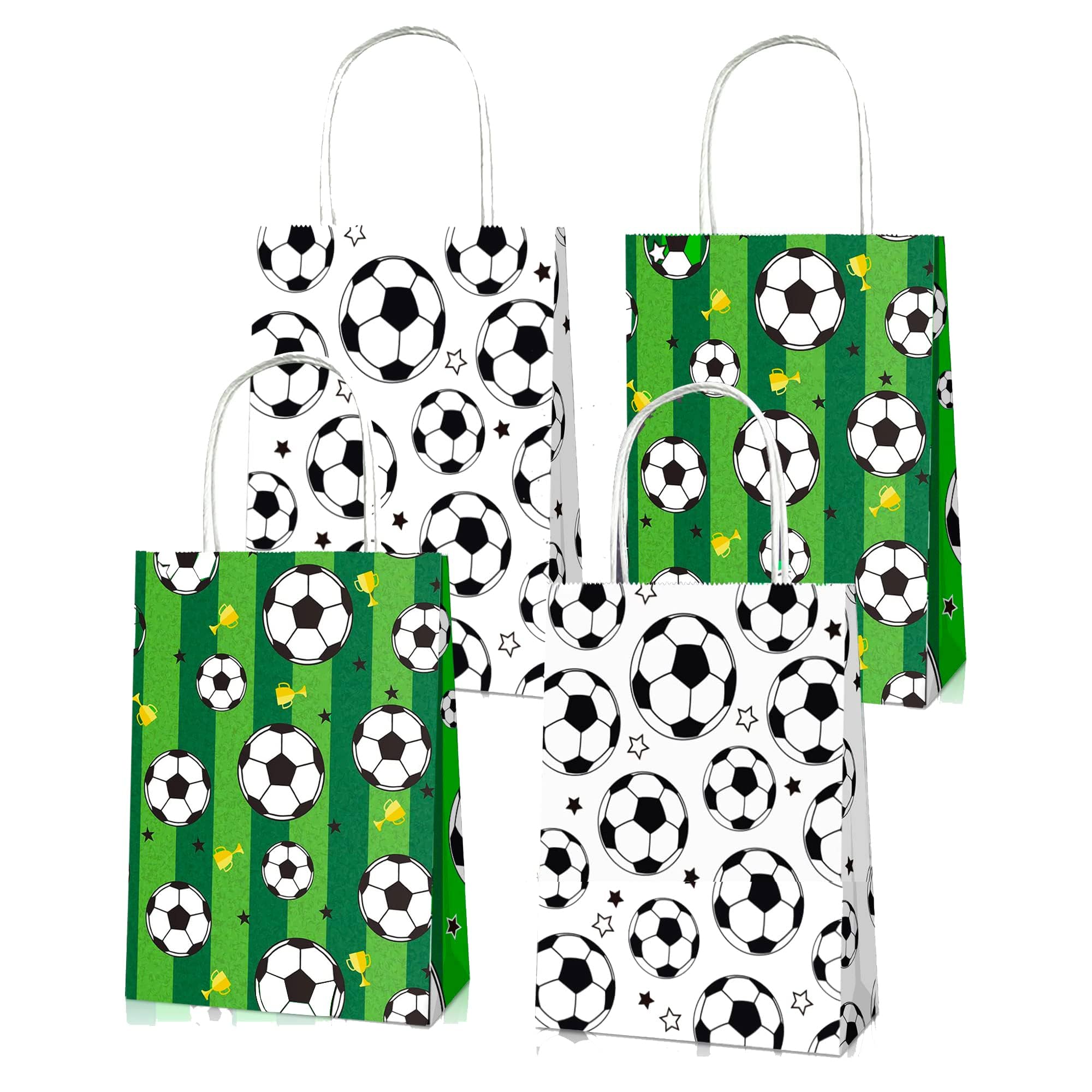 Paper Party Gift Bags, 12 Pcs Soccer Party Candy Bags, Collection Paper Bags for Boys Kids Party Favor Supplies Decorations Theme Birthday Party Baby Party supplies Gift Bag Food Bags