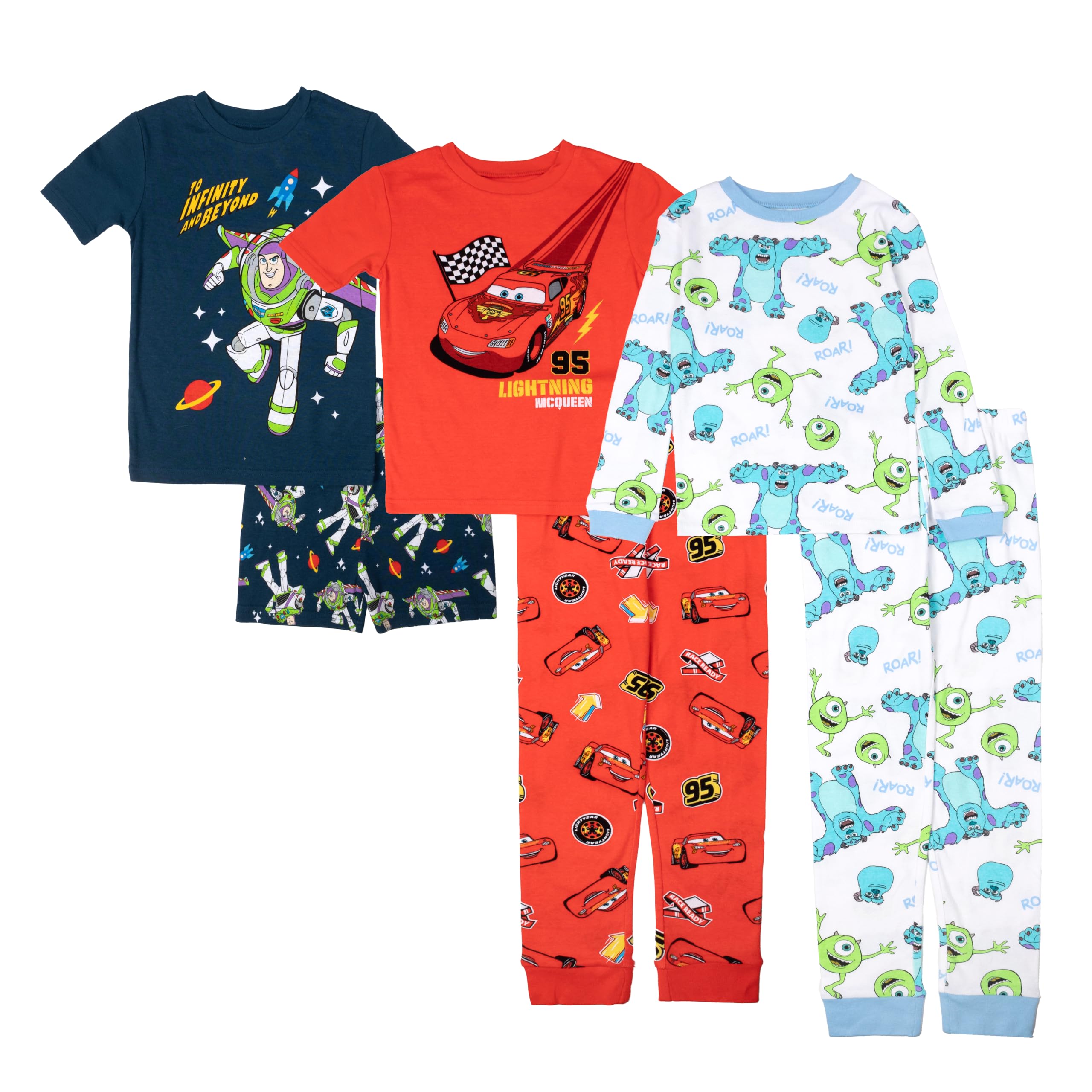 Disney unisex-child 6-piece Snug-fit Cotton Pajama Set, Soft & Cute for Kids