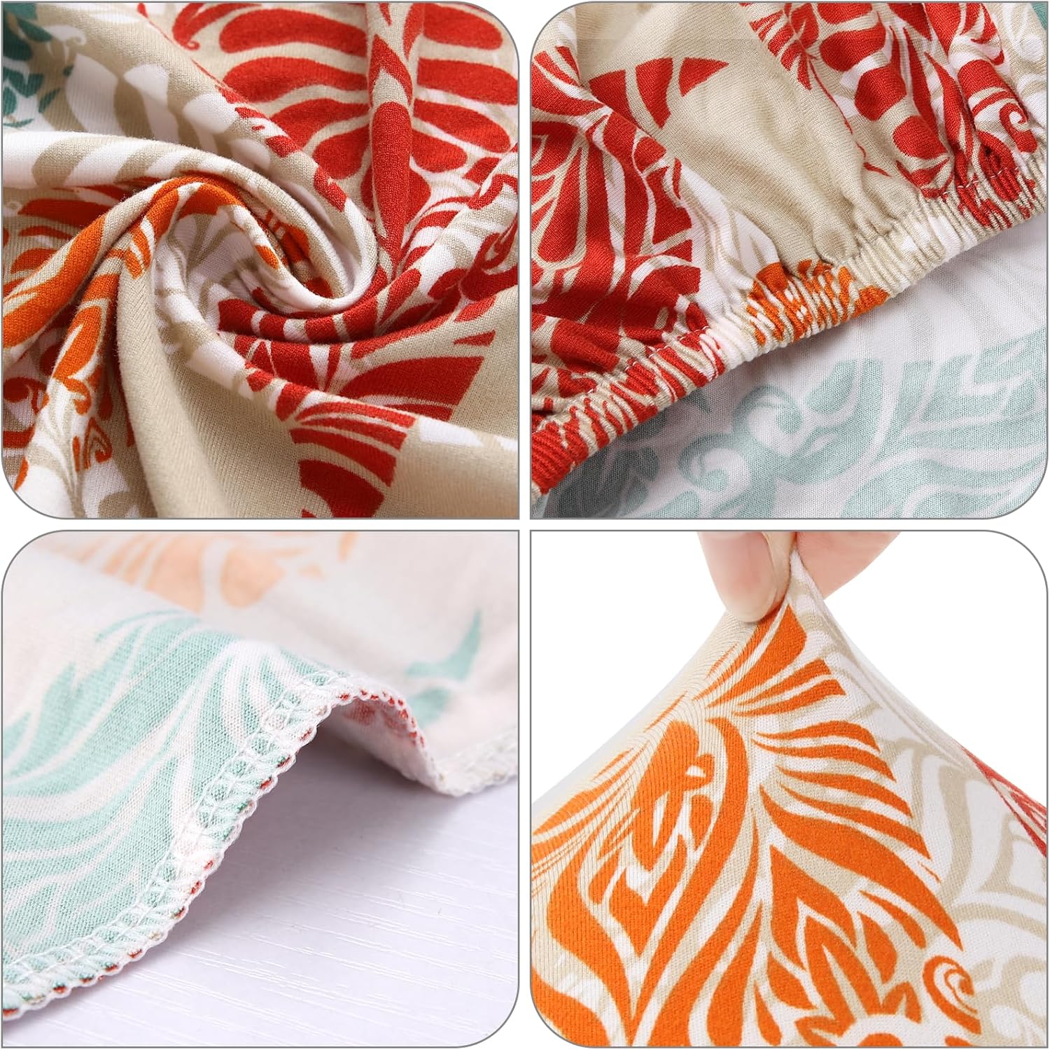 Fuloon Chair Covers for Dining Room 4 Pack, Printed Stretch Dining Slipcovers, Washable Kitchen Slip Covers for Parson Chair, Color Leaves Printed, Set of 4
