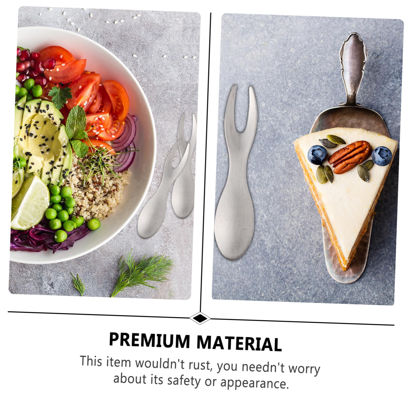 FUNOMOCYA 6 Pcs Fruit Fork Steel Dessert Fork Tasting Forks Appetizer Forks Steel Tasting Fork Forks Cutlery Two Prong Fork Cheese Forks Dessert Forks Steel Food Pick Stainless Steel