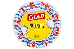 Glad Lobster Waves Disposable Paper Plates: Cut-Resistant Microwaveable Dining Essentials