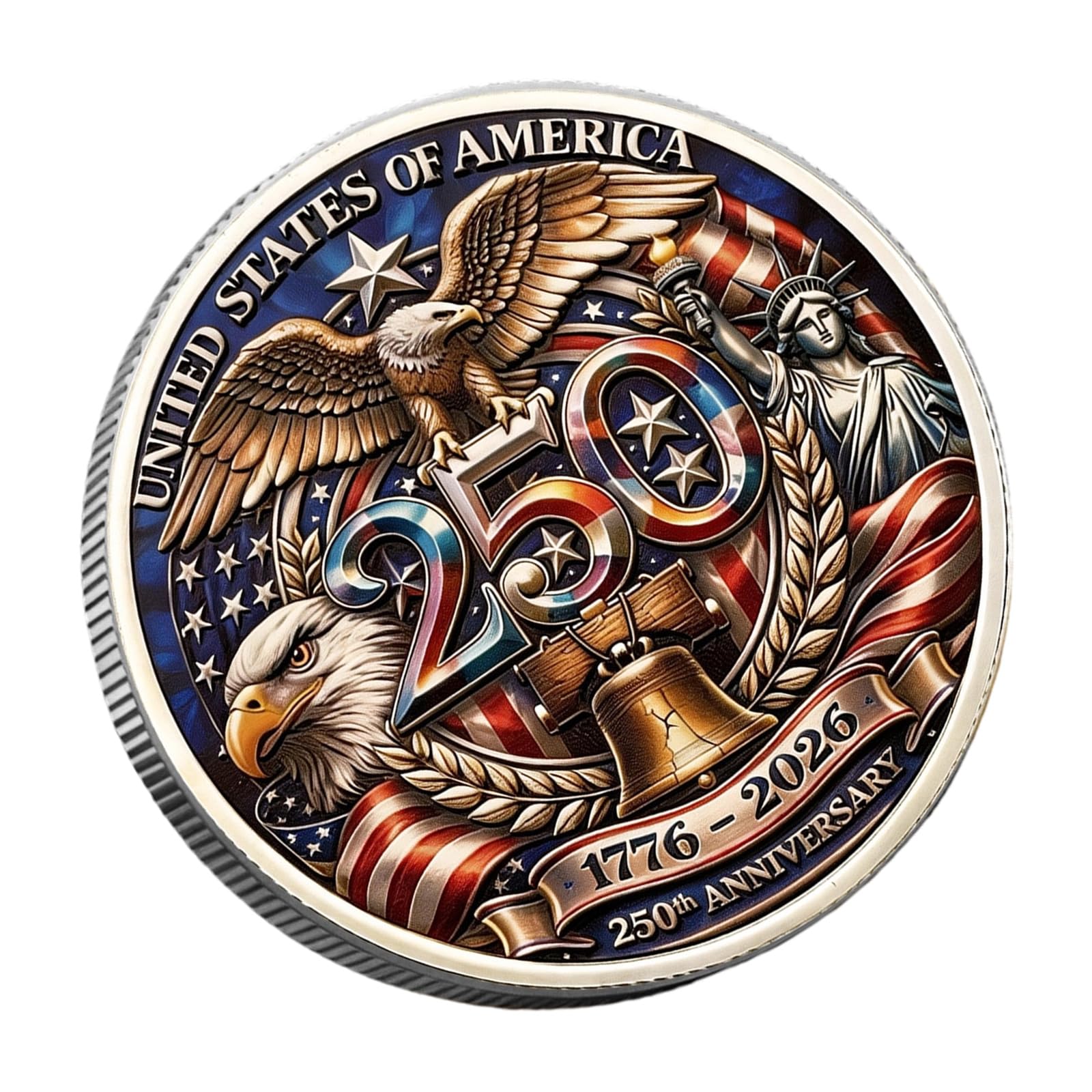 APGLSXY Commemorative Medals for 250Th Anniversary of America Independence Symbols Coin for Collectors and History Enthusiasts Collectible Coin