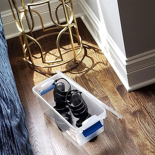 Miniatura 8 de HOMZ Contenedor apilable de plástico transparente de 75 cuartos de galón con tapa de cierre seguro para organización del hogar y la oficina paquete