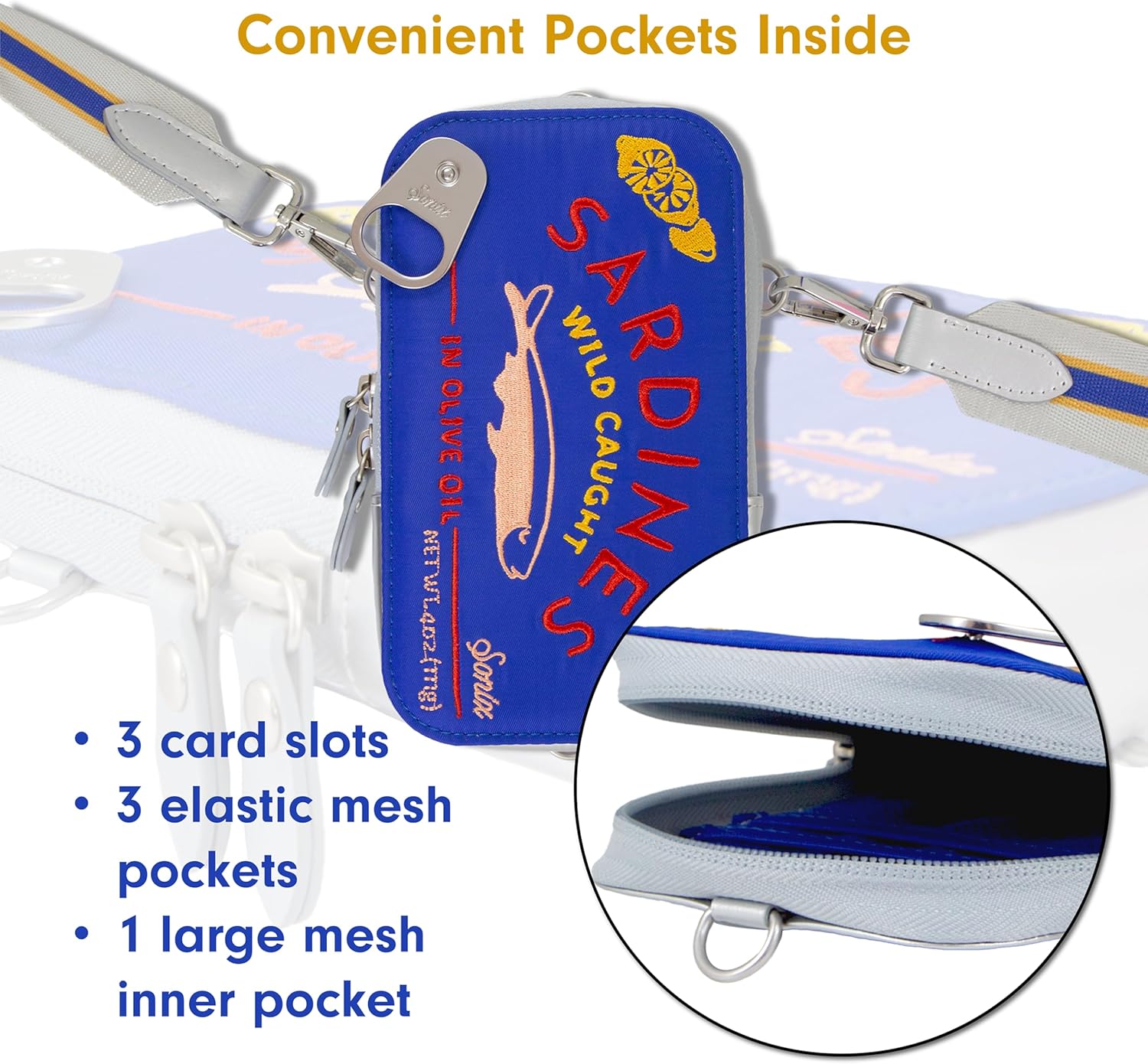 Sonix Universal Phone Pouch | Crossbody Bag for Cell Phone, 3-in-1 Smartphone Purse Wallet | Sardines - Blue