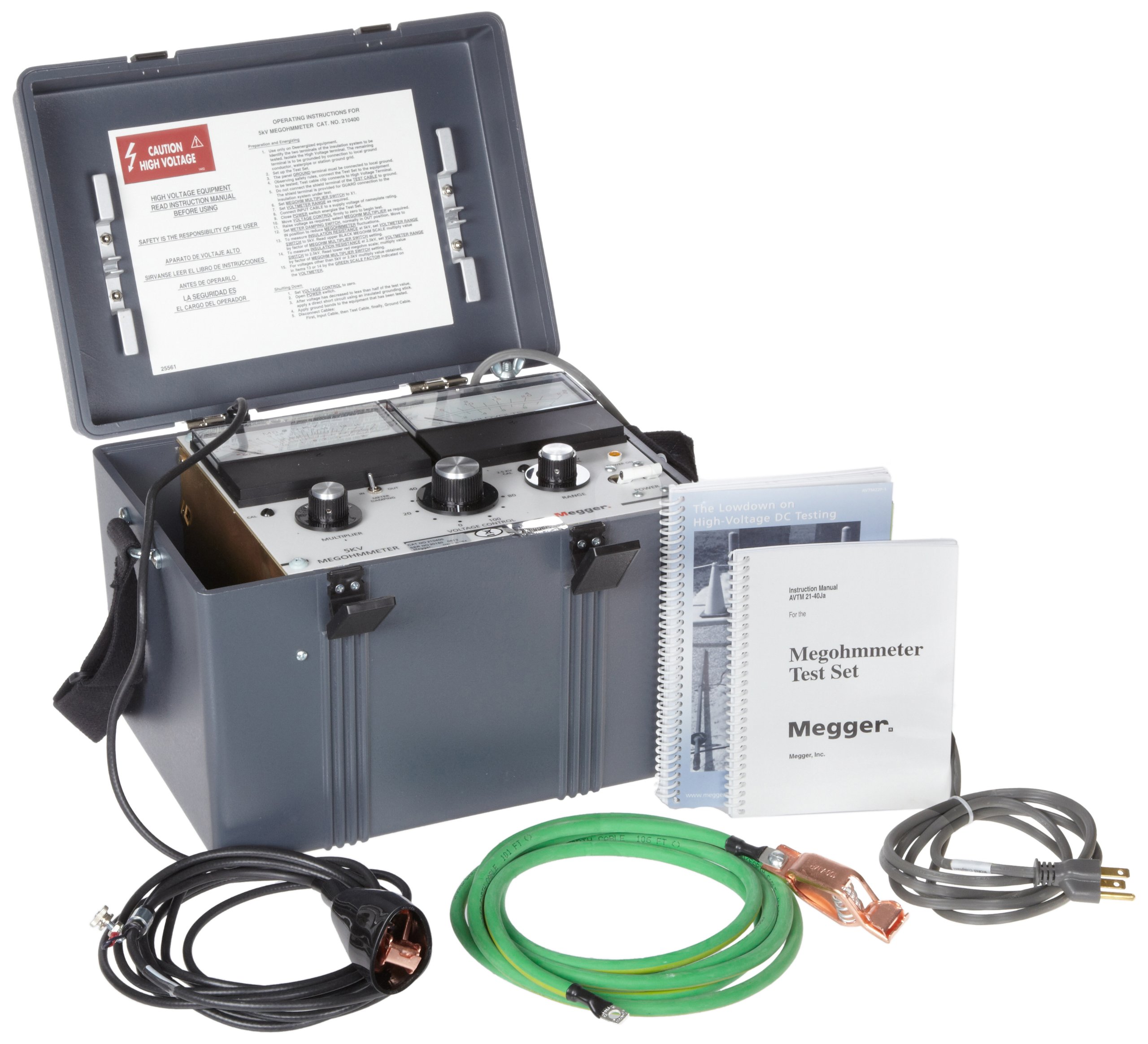 Megger 210400 Megohmmeter, 100 Gigaohms Resistance, 2.5kV, 5 kV Test Voltage