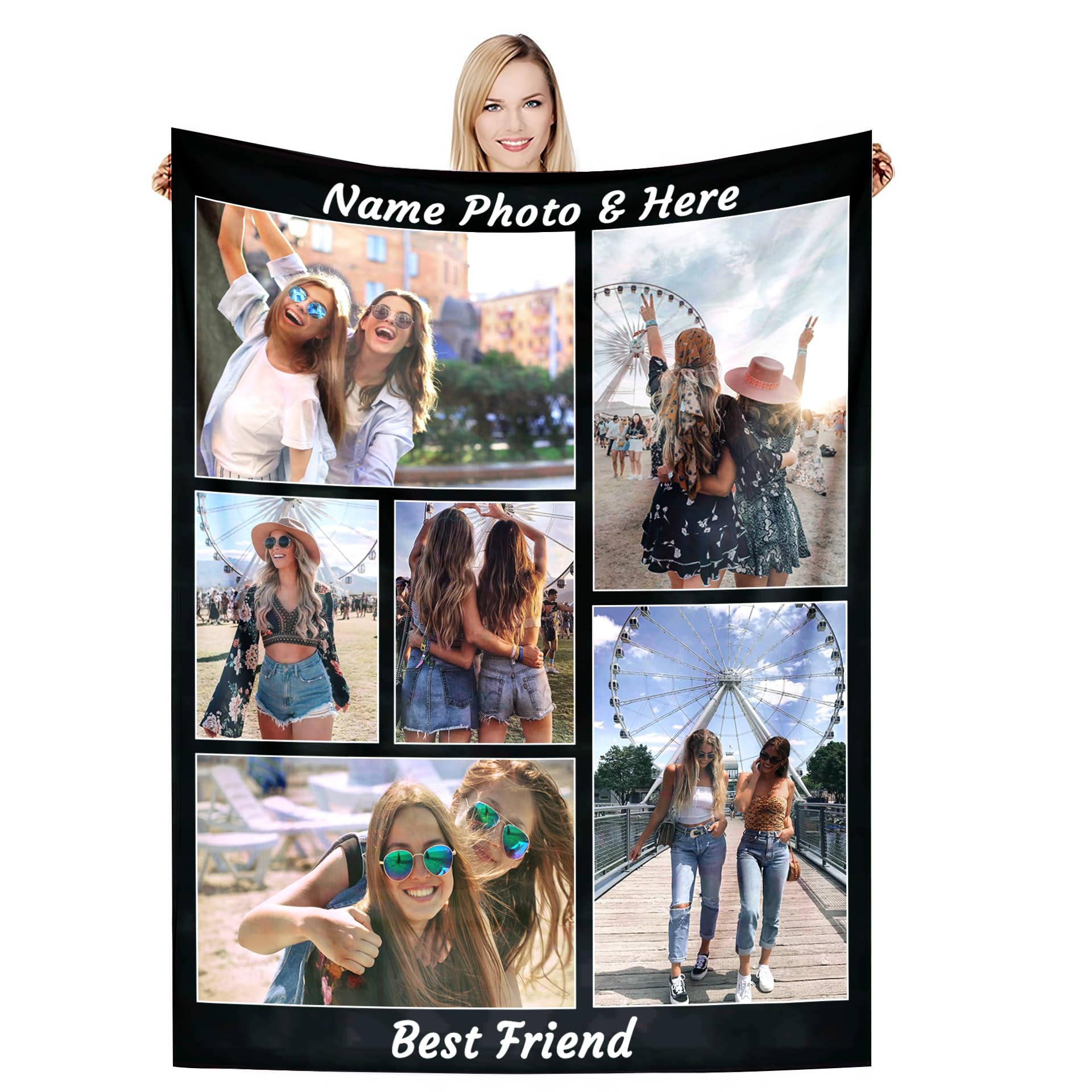 DSSHENGDS Best Mum Gifts，Personalised Blankets For Birthday，Personalised Couples Blanket，Personalised Photo Gifts For Mum Girlfriend Her Him Anniversary Christmas-F-80 * 120CM — image 1