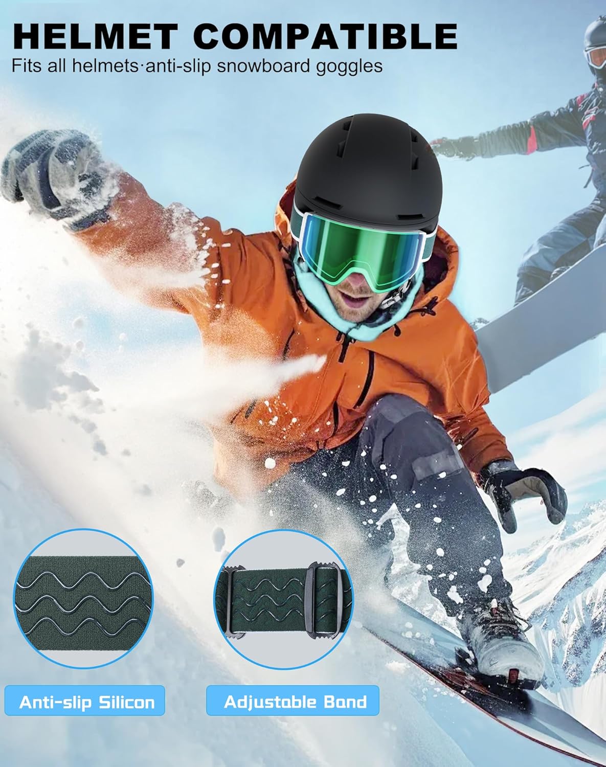 Innerking Photochromic Ski Goggles, Magnetic Flip-Up Snowboard Goggles, OTG Anti-Fog Lens, UV400 Protection Snow Goggles - Image 4