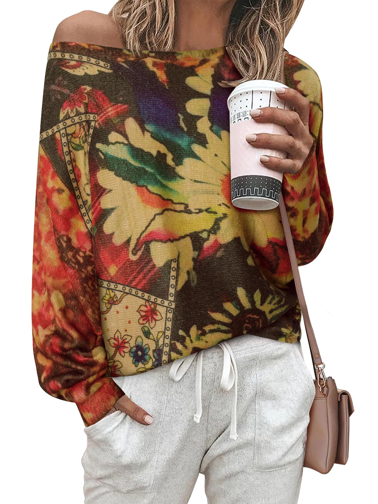 CRAZY GRID Women Knitt Pullover Sweaters Winter Patterned Oversized Long Sleeve Graphic Print Jumper Tops