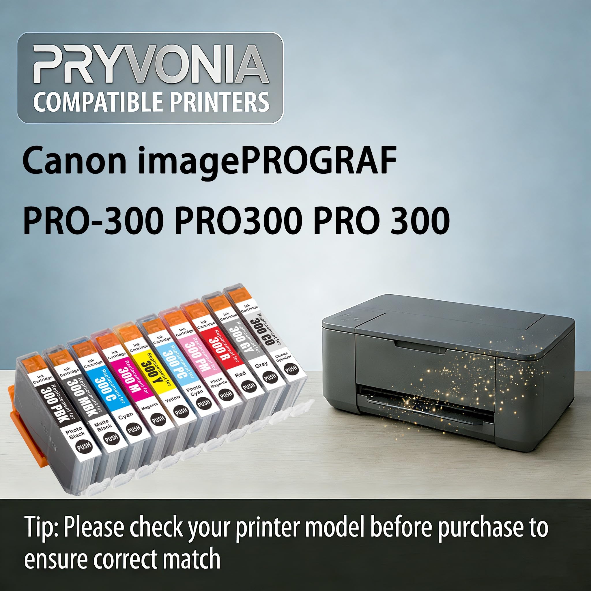 PFI-300 PFI300 kompatybilne kartridże do drukarki, wielopak, do Canon imagePROGRAF PRO-300, MBK/PBK/C/M/Y/PC/PM/GY/R/CO po 14,5 ml (opakowanie 10 szt.)