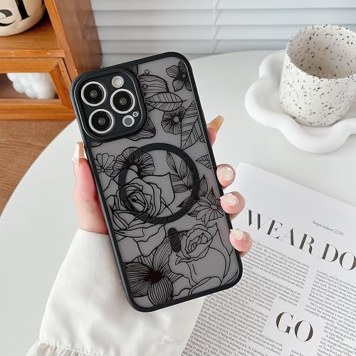 Miniatura 9 de XIZYO Funda magnética para iPhone 13 Pro de 6.1 pulgadas, funda de teléfono con diseño floral rosa compatible con Magsafe para mujeres y niñas,
