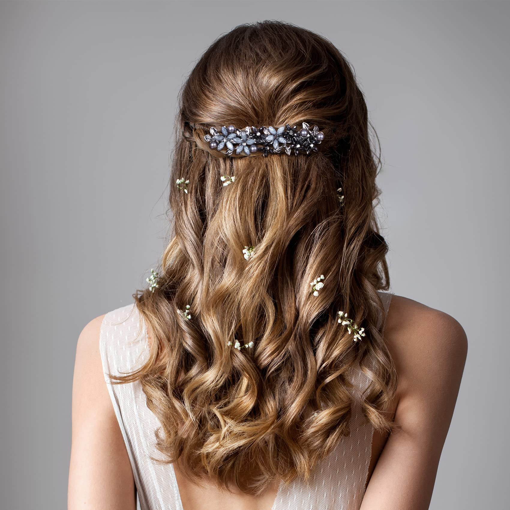 Amazon.com : HINZIC 2Pcs Elegant Rhinestone Hair Clips Black  display picture 2