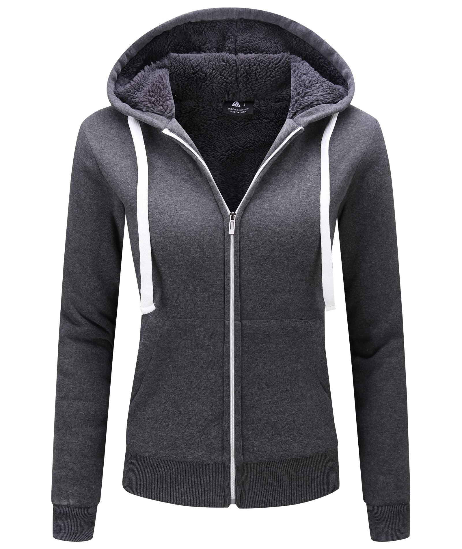 GEEK LIGHTING Felpa Donna con Cappuccio Foderata in Pile Calda Giacca Invernale con Zip Felpa Pile Donna Teddy Hoodie con Cerniera Sweatshirt Inverno Autunno S-2XL