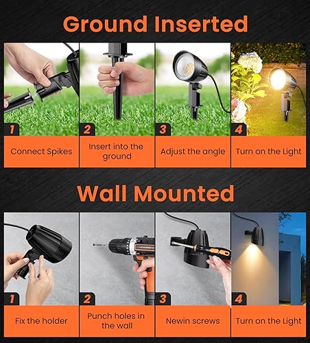 Miniatura 7 de MEIKEE Luces de paisaje de bajo voltaje de 7 W, 800 lm, iluminación LED de paisaje de 12 V 24 V con conectores, focos LED exteriores impermeables