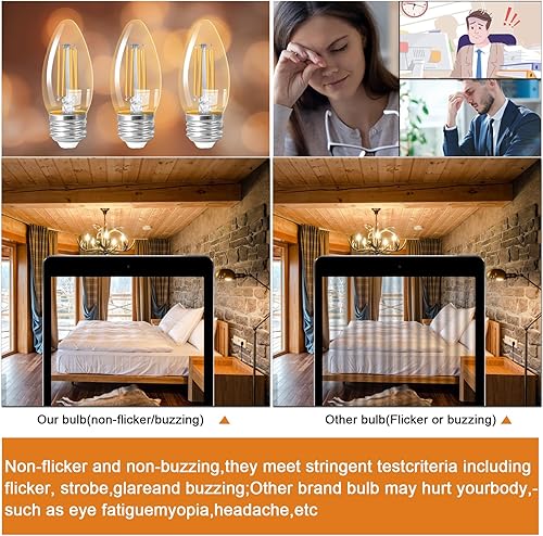 Miniatura 6 de truestory Bombillas LED B11Dimmable para candelabro equivalente a 50 W, bombillas de araña de 5 W, luz blanca cálida de 2700 K, base E26 de 450